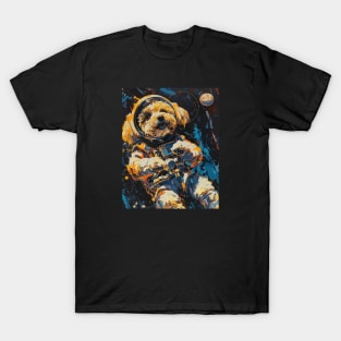 Textured maltese dog astronaut portrait T-Shirt